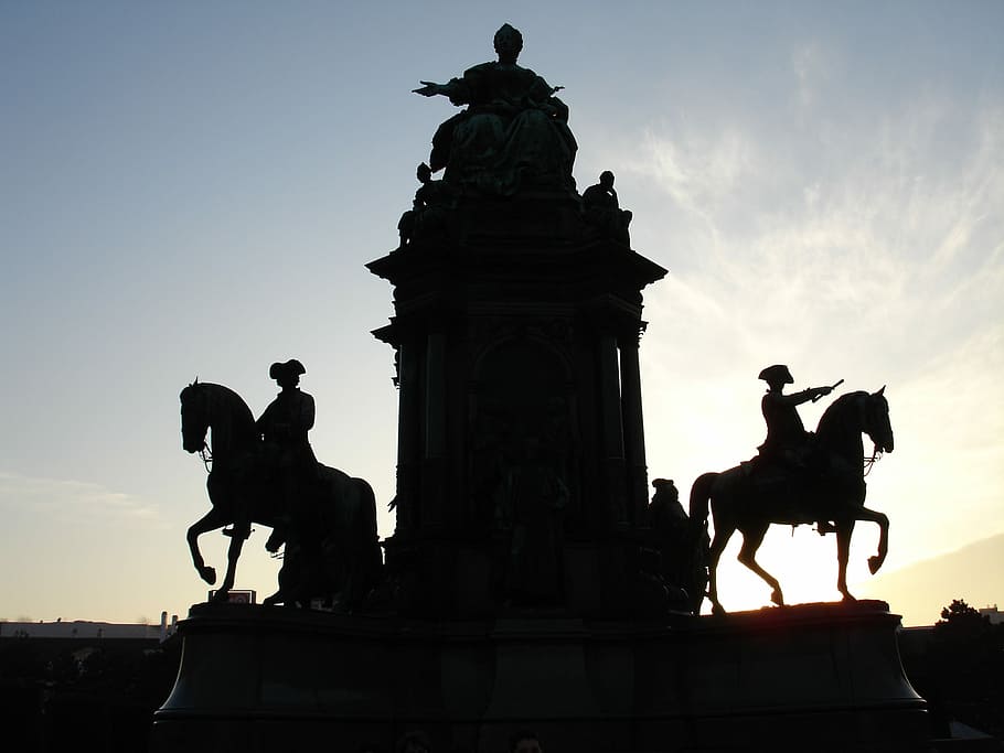 Monument, Statue, Sunset, Belgium, horse, silhouette, sculpture HD wallpaper