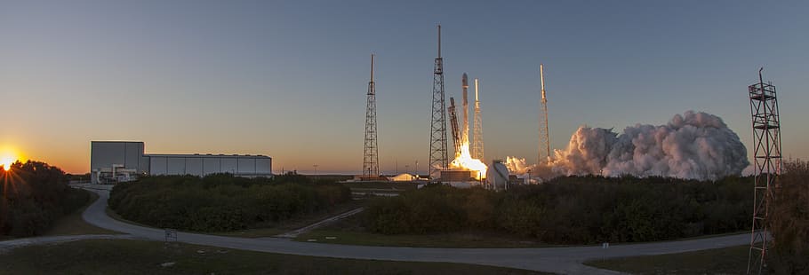 rocket, flight, spacex, sky, architecture, building exterior HD wallpaper