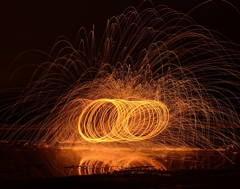 fire, sparks, light, flame, photography, fire - Natural Phenomenon HD wallpaper