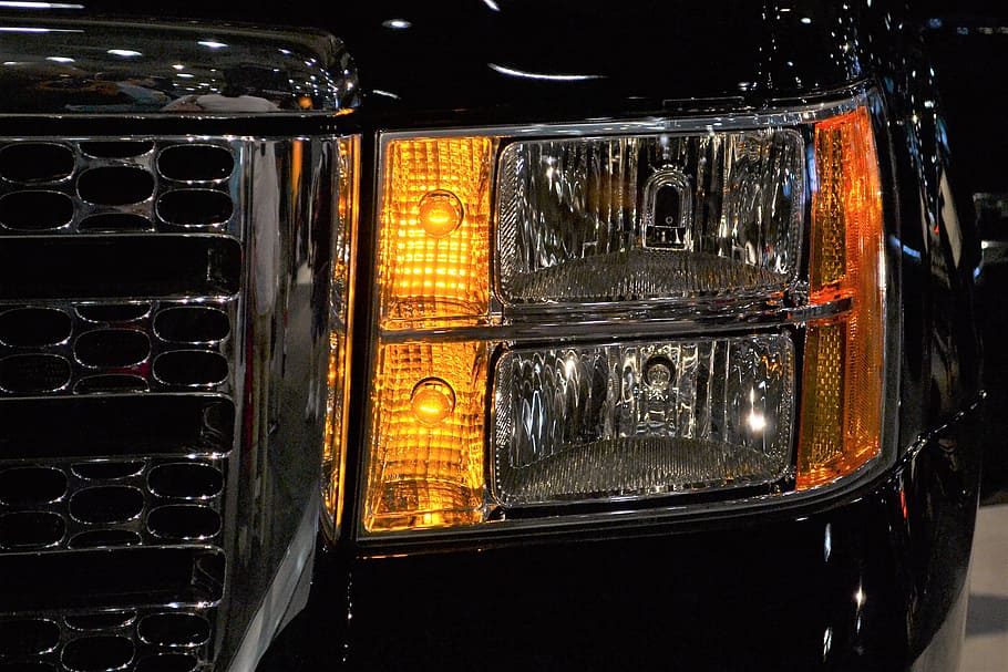 black suv, headlamp, headlight, vehicle, automobile, halogen HD wallpaper