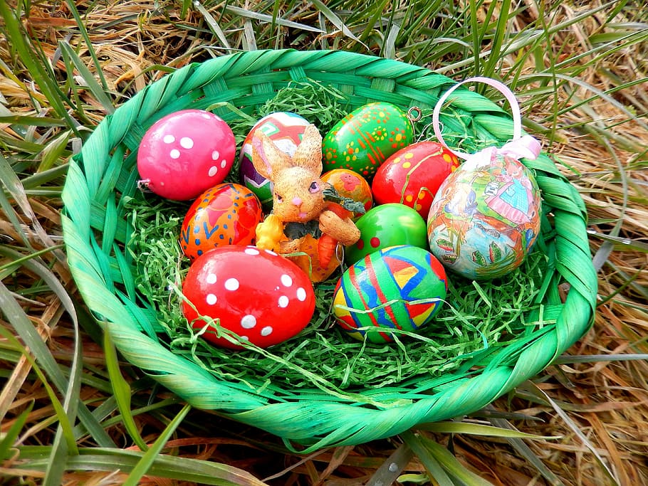 Nest, Easter Eggs, easter nest, easter theme, easter greeting, HD wallpaper