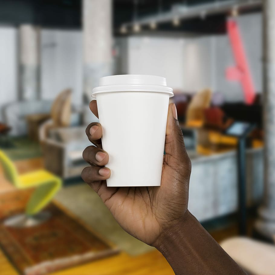 person holding white disposable cup, coffee, hand, human hand HD wallpaper