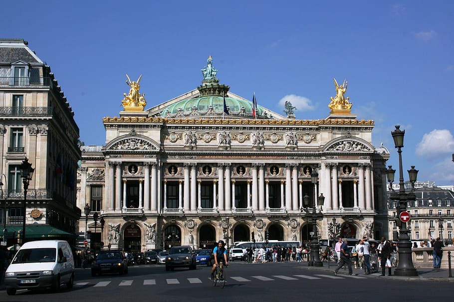 white concrete building, the paris opera, opéra garnier, architecture, HD wallpaper