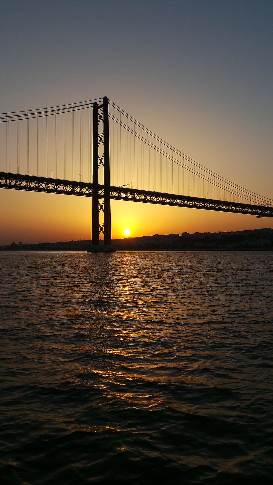 Bridge, Sunset, River, Sky, City, landscape, dusk, scene, water HD wallpaper