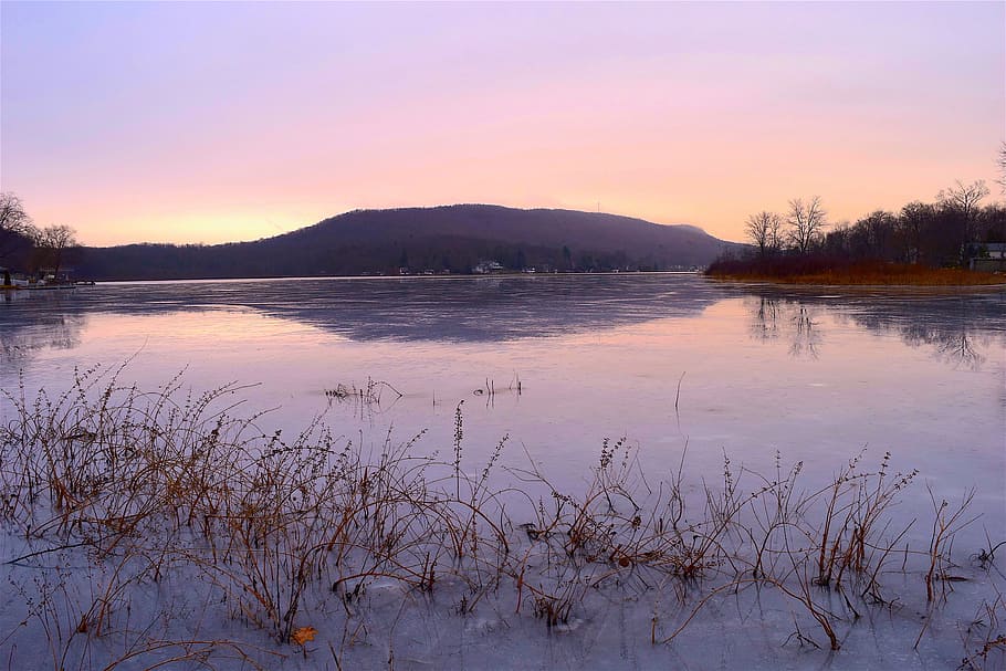 ice, lake, mountain, winter, cold, nature, landscape, water HD wallpaper