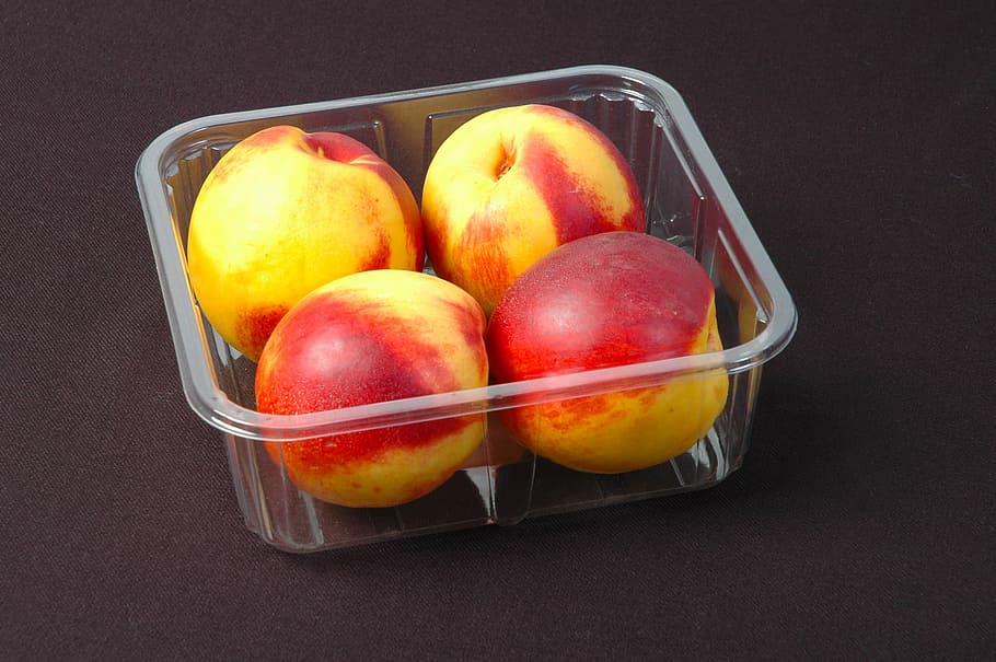 packing, fruit, plastic box, peach, food, snack, healthy eating HD wallpaper
