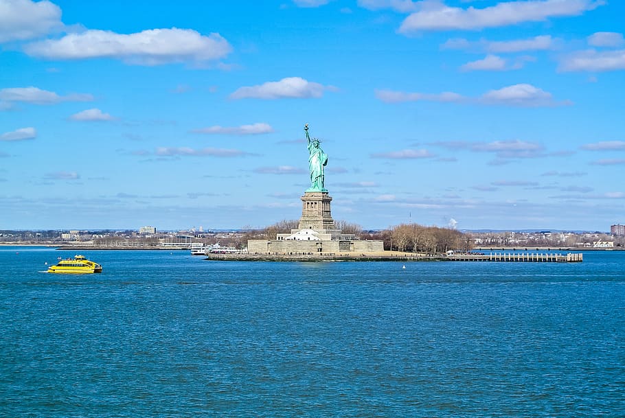 Statue of Liberty, New York, water, sky, dom, usa, united states, HD wallpaper