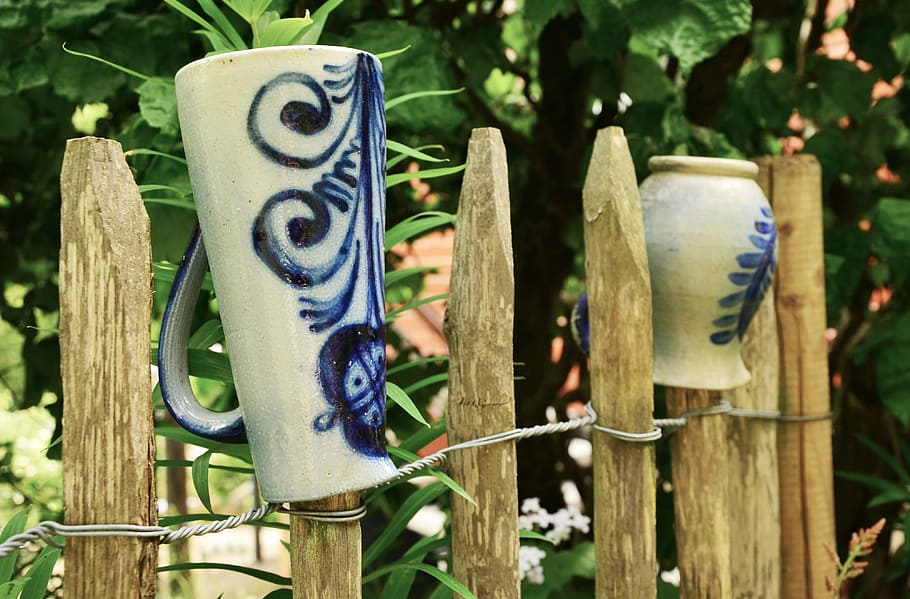 garden, garden fence, ceramic, earthenware, painted, traditionally HD wallpaper