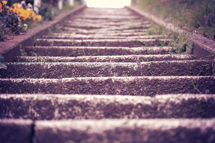 photography of black concrete ladder, staircase, steps, outdoors HD wallpaper