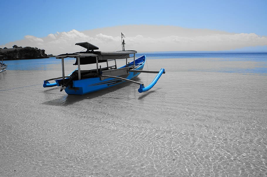 boat, blue, water, vessel, sky, catamaran, nautical vessel HD wallpaper