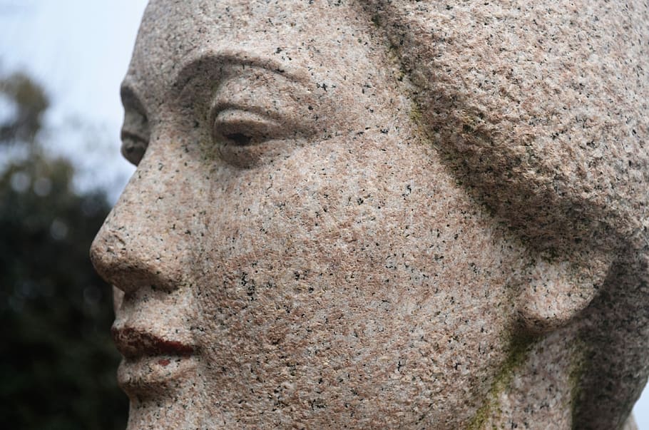 Head, Sculpture, Stone, Rock, Woman, art, face, statue, human representation HD wallpaper