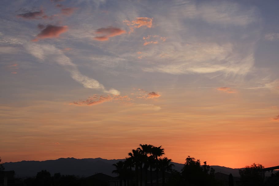Sunset, Tender, Clouds, Sky, Las Vegas, silhouette, scenics HD wallpaper