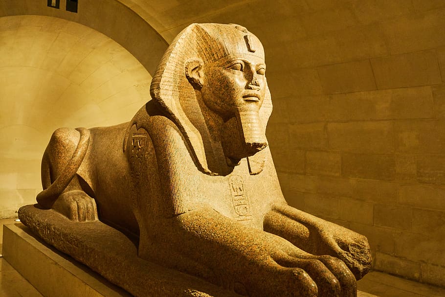 Sphinx statue, louvre, paris, museum, france, art, sculpture