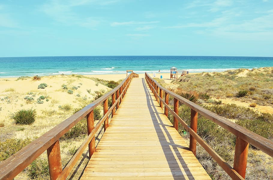 blue, sky, clouds, horizon, sea, ocean, water, waves, beach HD wallpaper