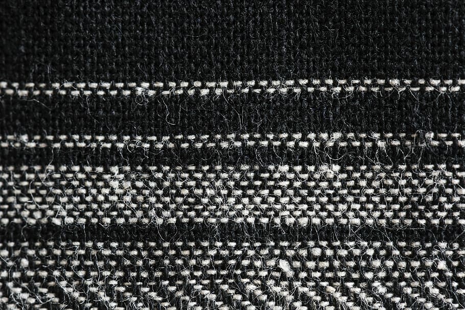 black and white textile, woven, wool, textured, surface, soft HD wallpaper