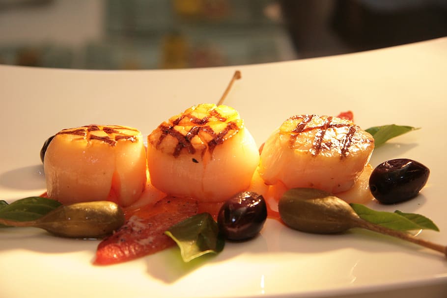 Scallop, Plate, Grilled, Dinner, Food, food And Drink, gourmet HD wallpaper