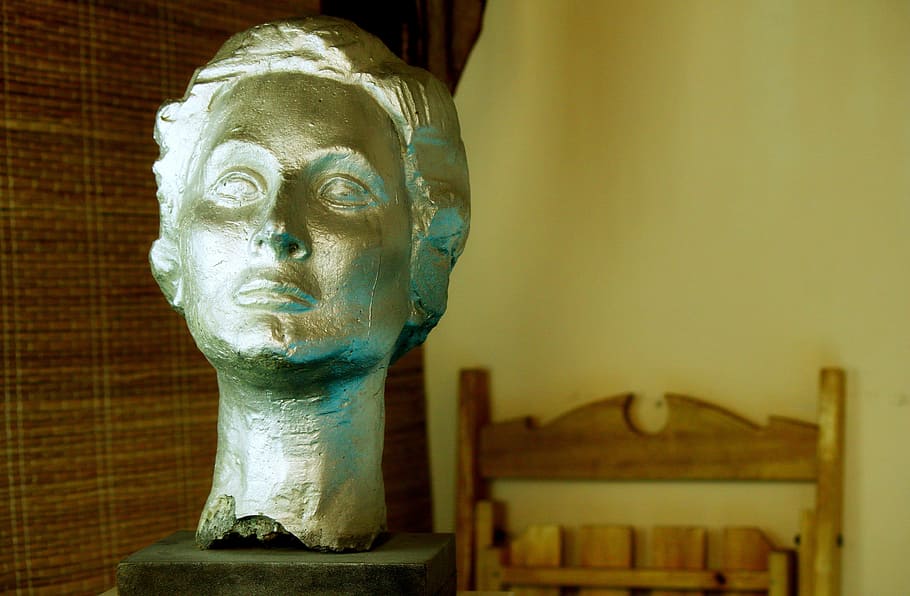 Face, Statue, Head, human body part, human face, portrait, indoors HD wallpaper