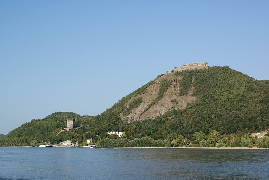 visegrád, hungary, danube, water, sky, mountain, nature, architecture HD wallpaper