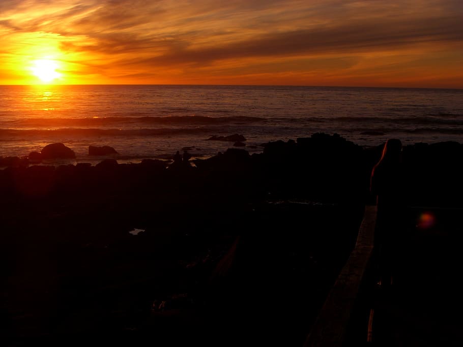 sol, eventide, agua, sunset, horizon, sky, sea, water, beauty in nature HD wallpaper