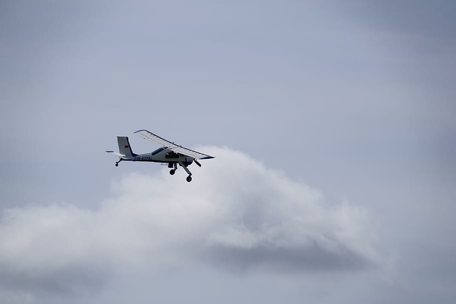 plane, flight, clouds, sky, aviation, wilga, space, transport HD wallpaper