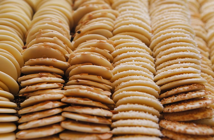 close-up photo of baked biscuits, cookies, crackers, belgium