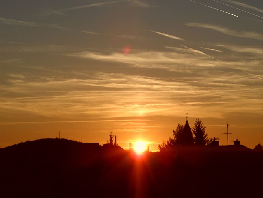 Sunset, Twilight, Nature, sky, reddish, burning, evening, afterglow HD wallpaper