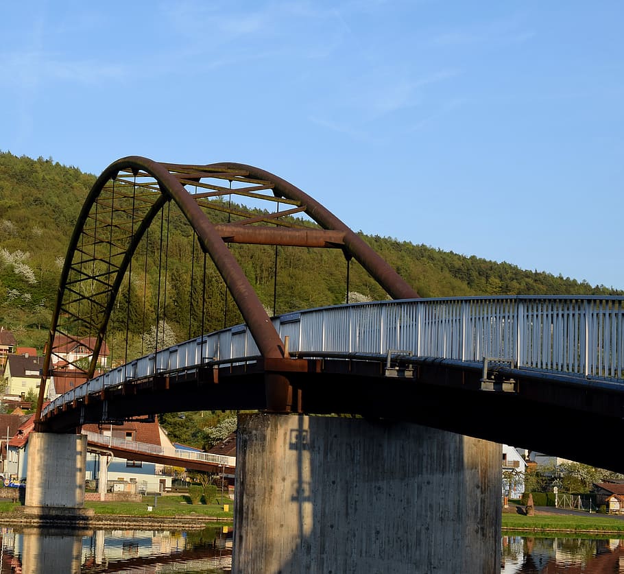 bridge, sunset, arch, dusk, bridge construction, abendstimmung HD wallpaper