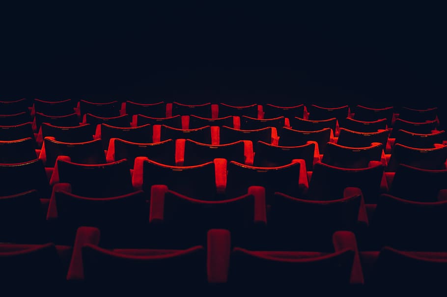 red and black theater seats, red and black theater chairs, suede, HD wallpaper