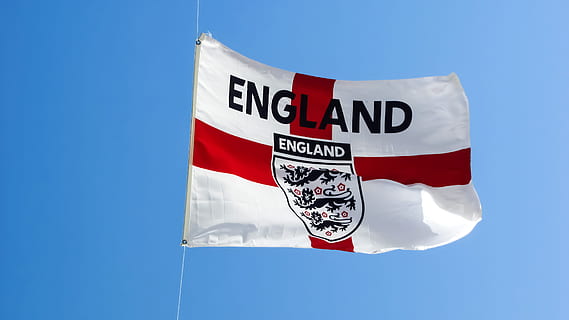 England flag under clear sky, country, nation, football, english HD wallpaper