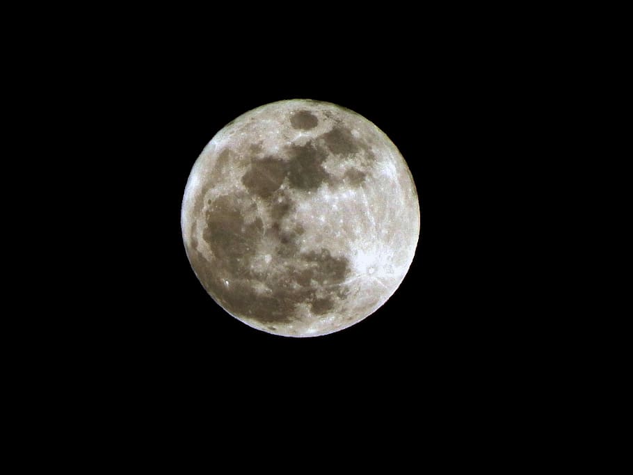 Full Moon, Dark, Night, black, sphere, crater, surface, sky HD wallpaper