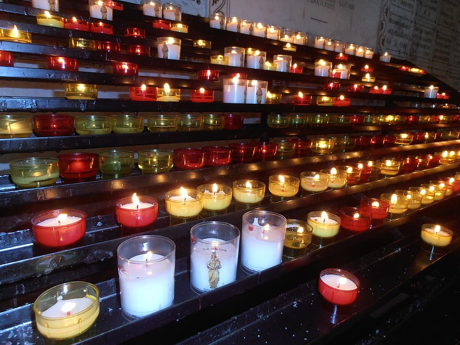 candles, prayer, church, faith, lights, candlelight, notre dame