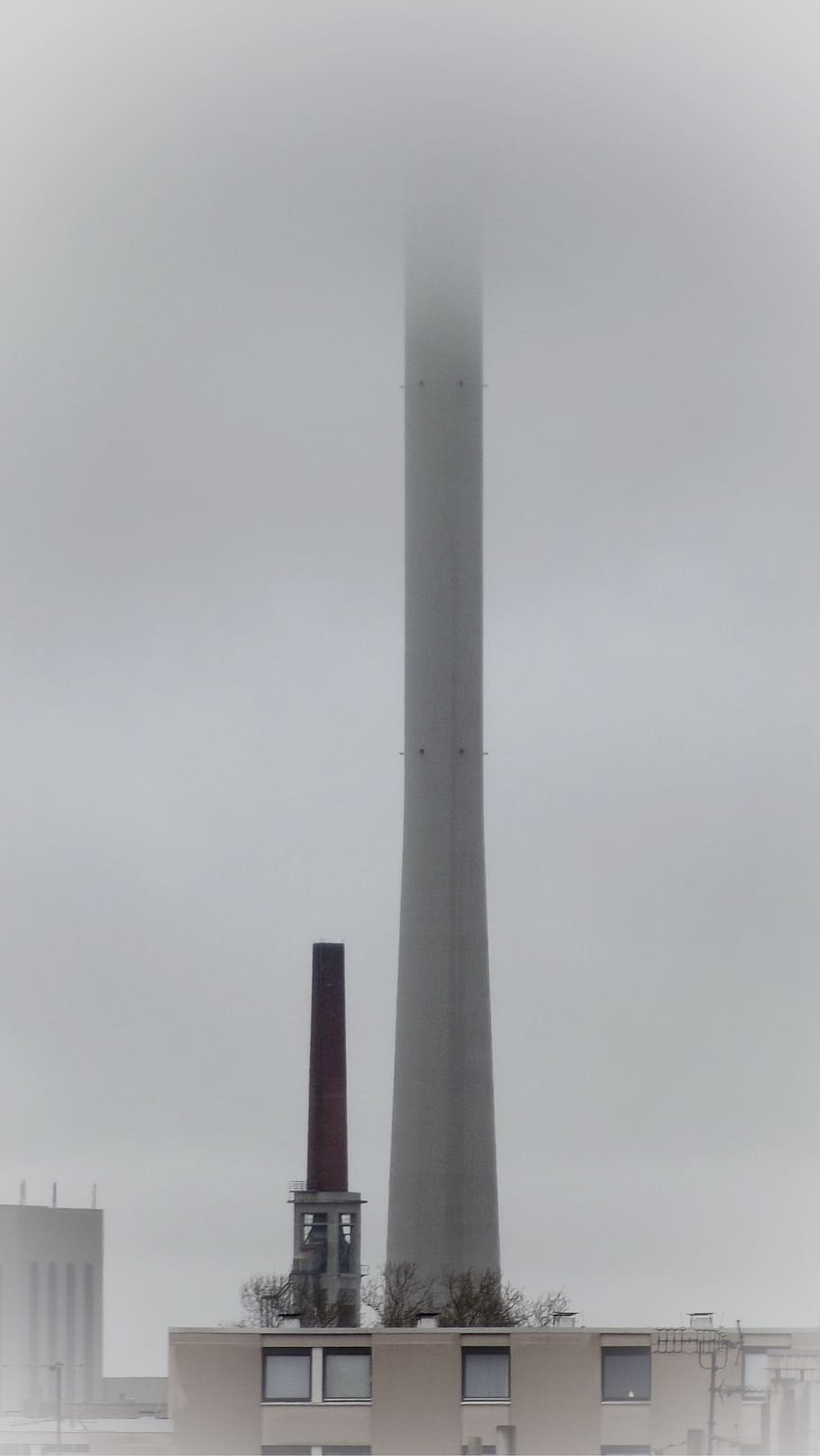 braunschweig, tower, chimney, architecture, fog, rain, built structure HD wallpaper