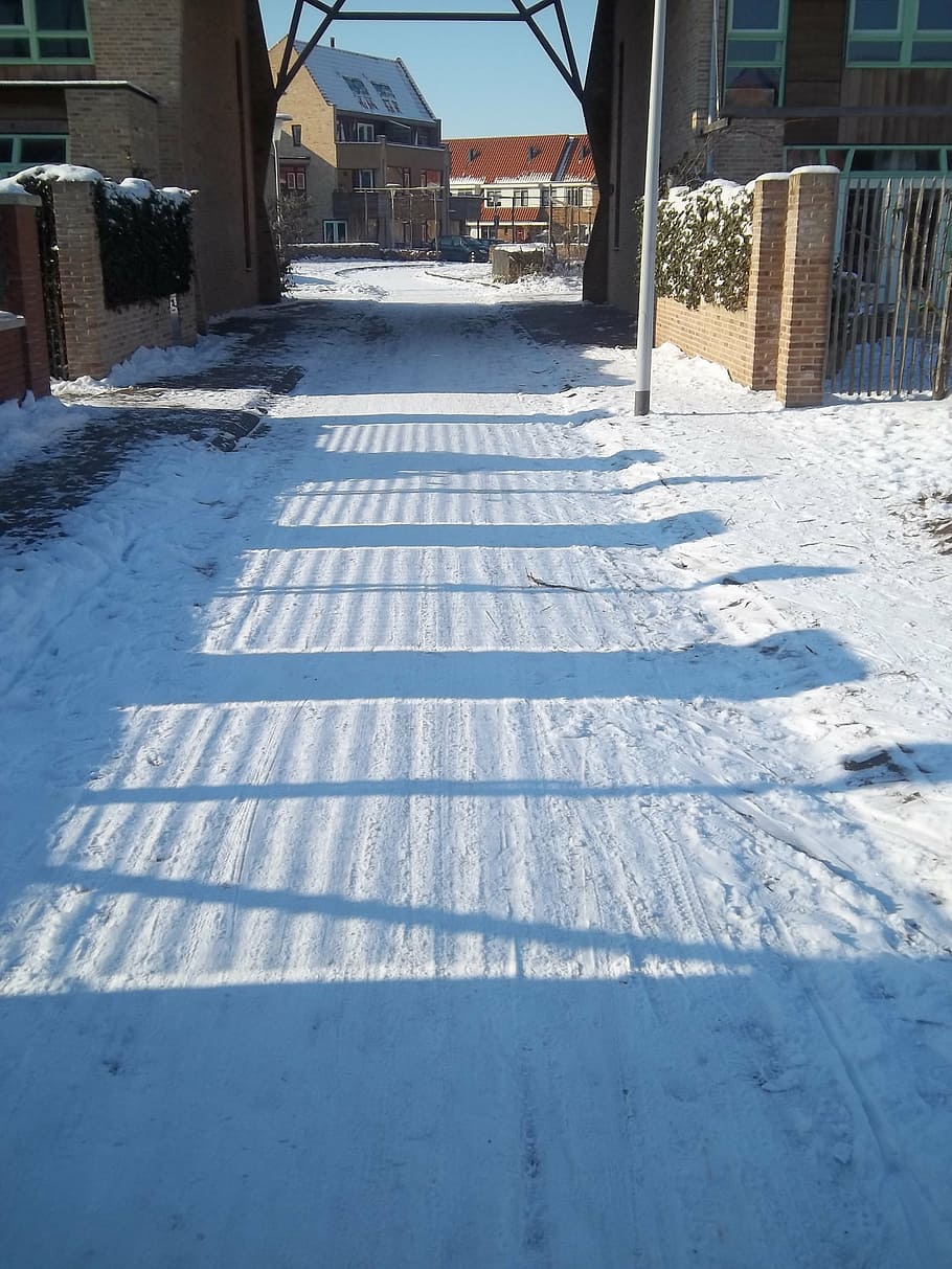 winter, snow, trails, shadow, architecture, built structure HD wallpaper