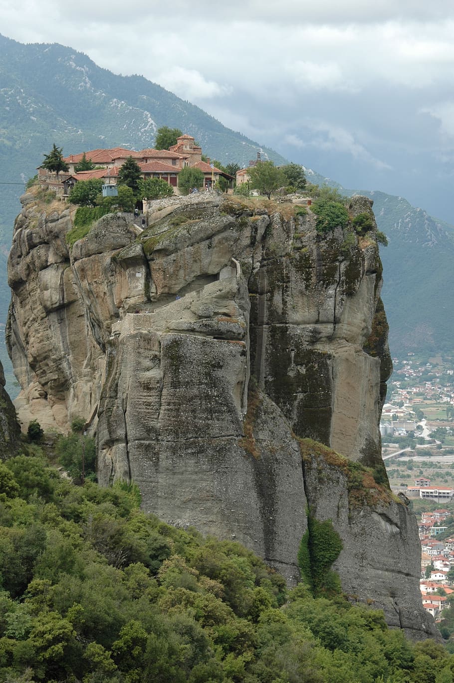 greece, meteors, travel, monastery, rock, mountain, architecture