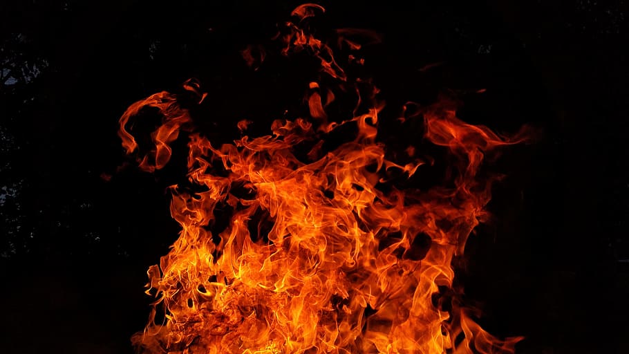 orange and yellow flame, fire, flames, red, hot, burn, burning HD wallpaper