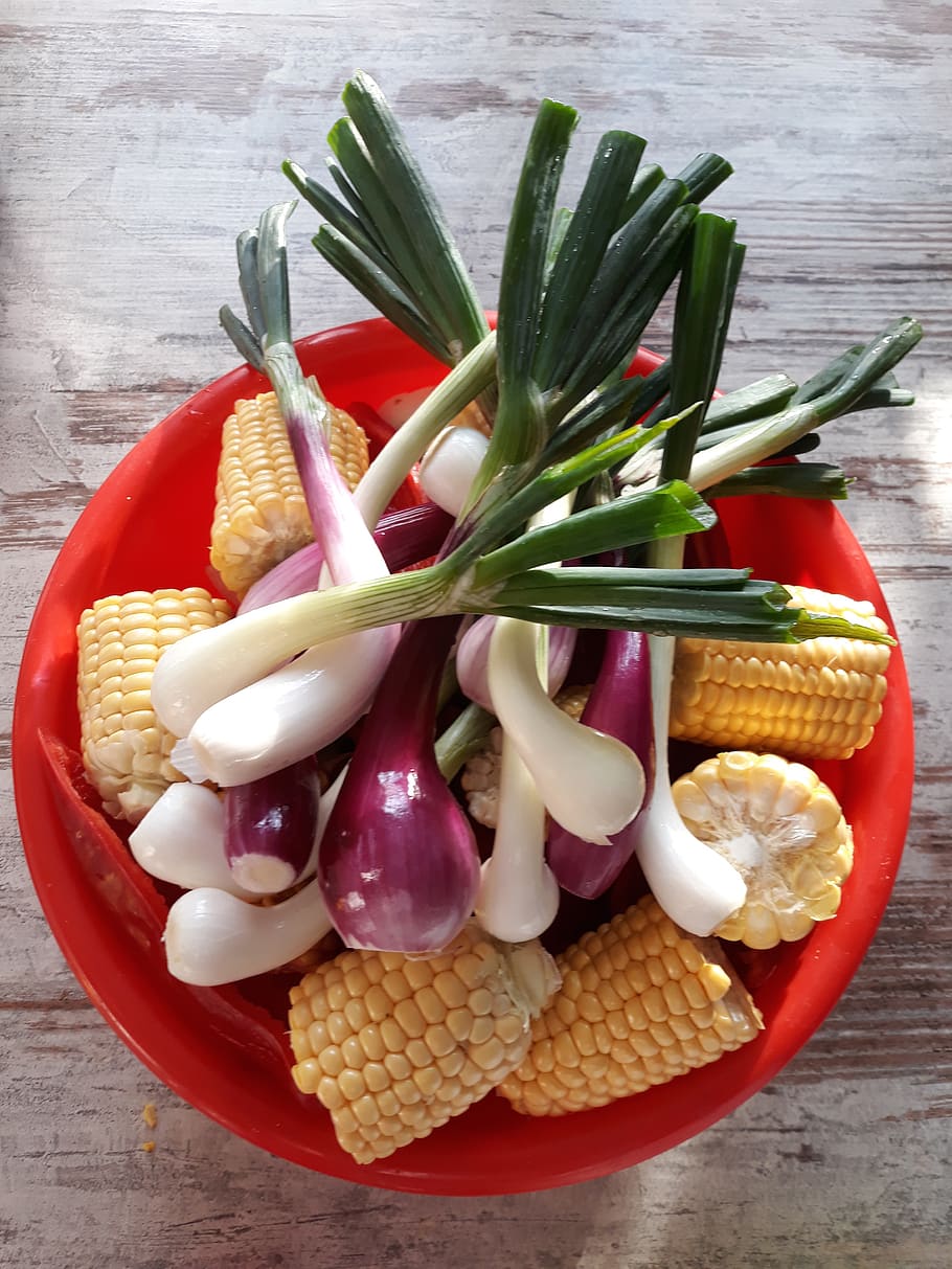 vegetables, corn, summer, barbecue, onion, shell, young onion HD wallpaper