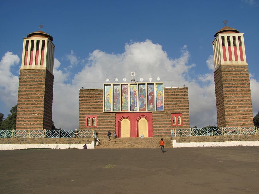 Eritrea, Building, Towers, Church, faith, religion, people, HD wallpaper