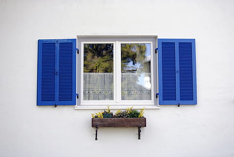 Window, Europe, Romantic, Quaint, blue, old, architecture, vintage HD wallpaper