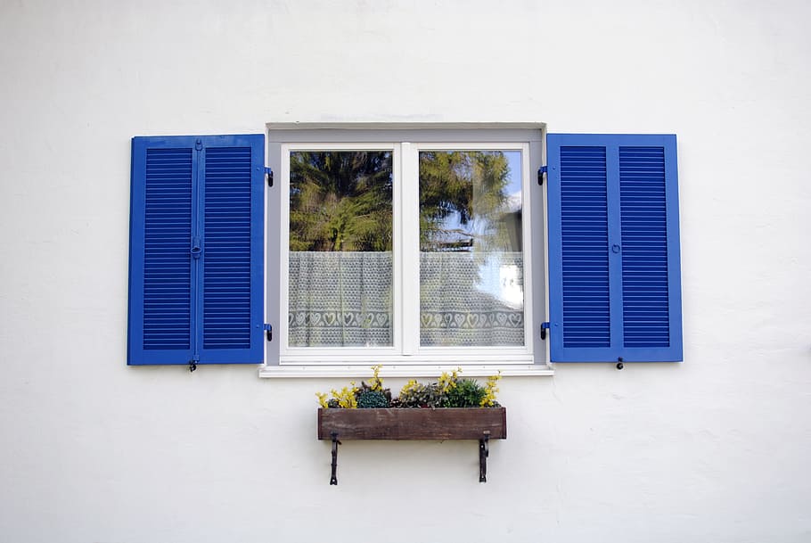 Window, Europe, Romantic, Quaint, blue, old, architecture, vintage HD wallpaper