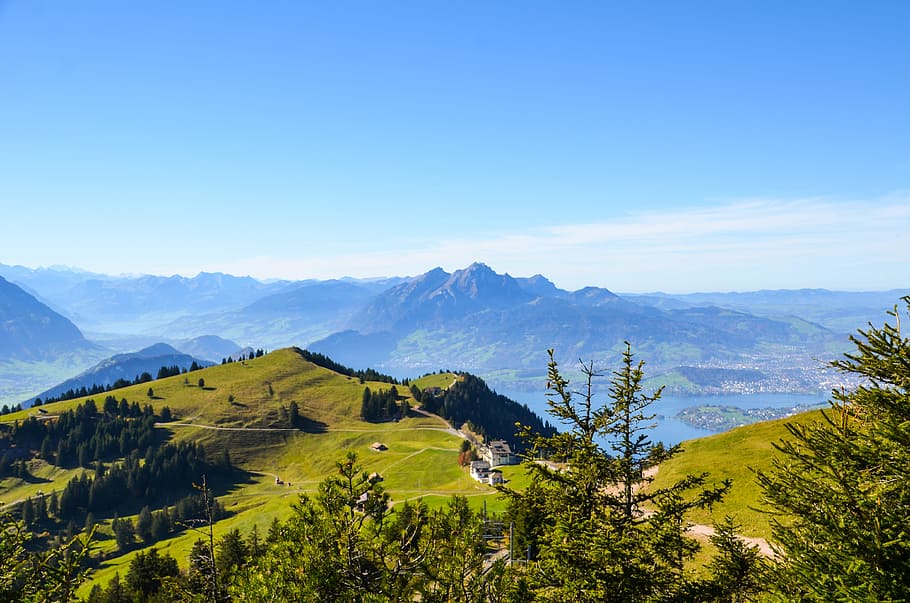 alpine, foresight, mountains, nature, rigi, pilatus, autumn HD wallpaper