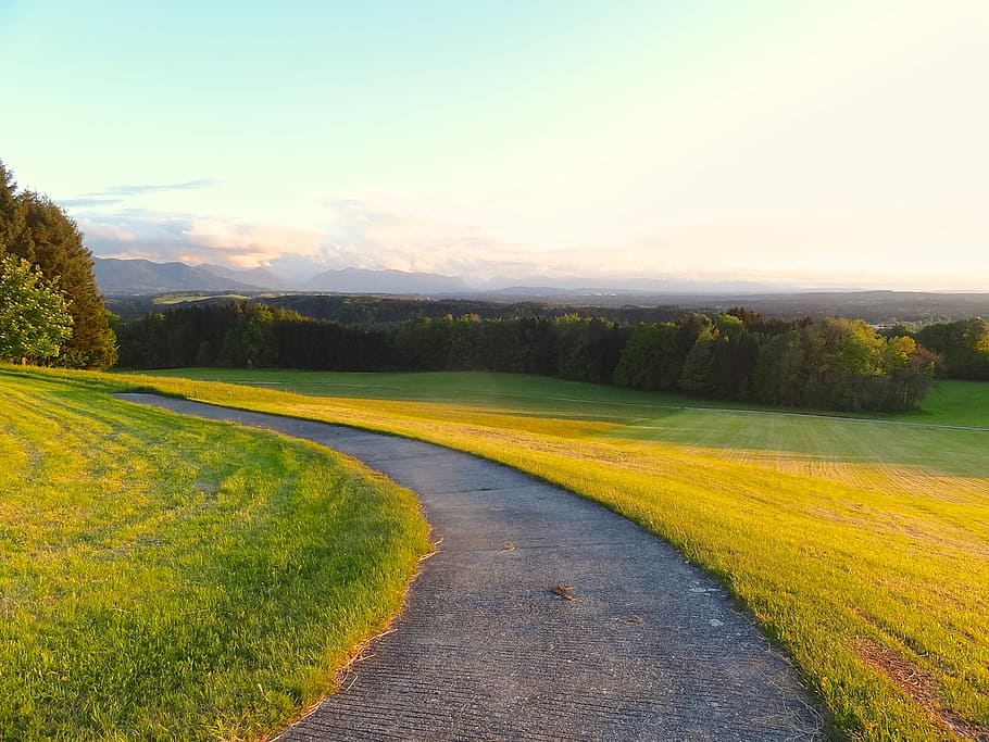 Road, Mountains, View, Nature, sky, landscape, green, horizon HD wallpaper