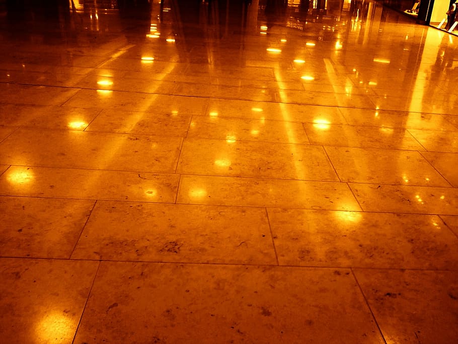 tiles, ground, reflection, mirroring, lights, flooring, illuminated HD wallpaper