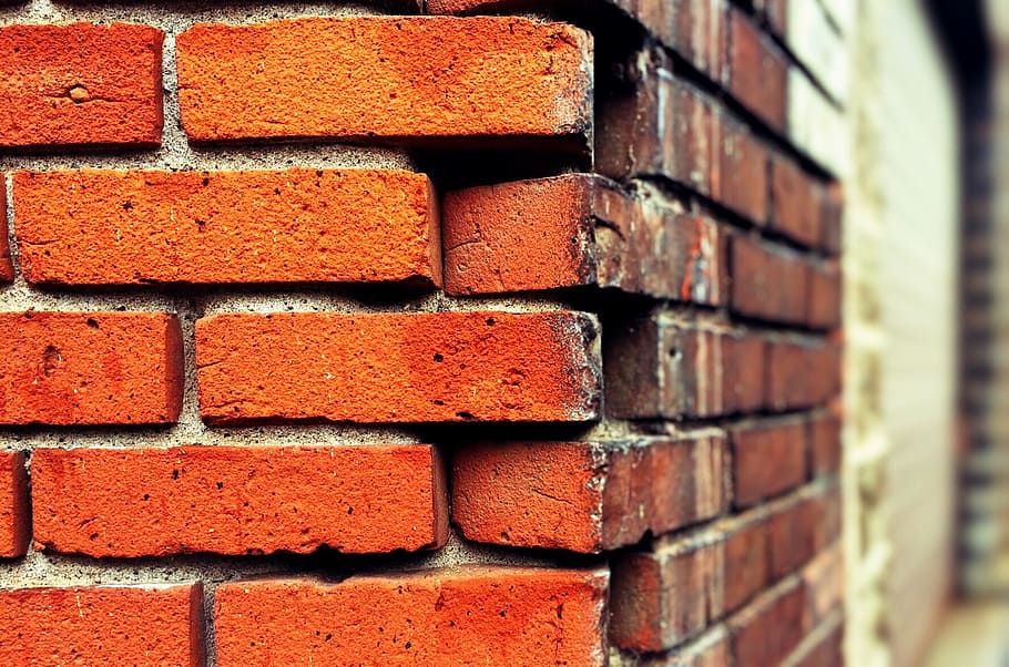 selective focus photography of corner brick wall, architecture HD wallpaper