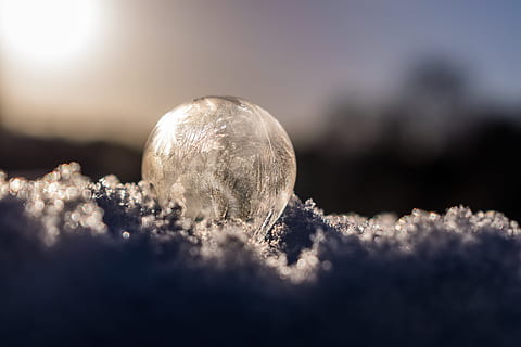 Soap Bubble, Winter, Cold, soapbubble, milky, air, light, macro HD wallpaper