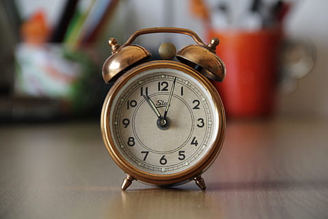 twin bell alarm clock 11:02, time, old, timepiece, early, watch HD wallpaper