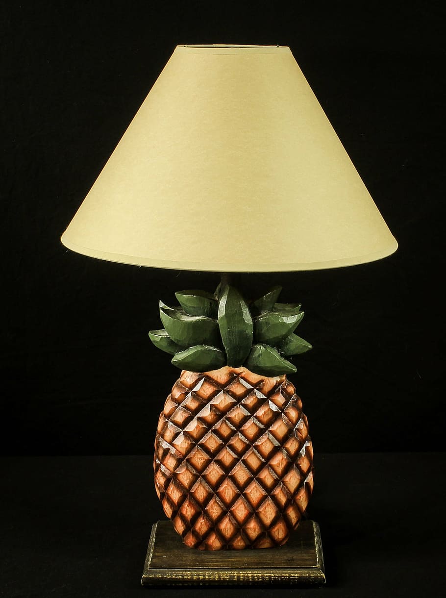 lamp, pineapple, shade, electric light, illumination, folk art HD wallpaper
