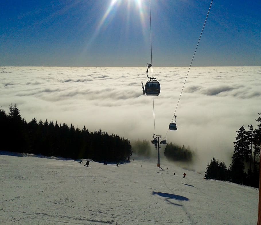 Clouds, Mountains, Winter, Fog, sky, czech republic, cloud - sky HD wallpaper