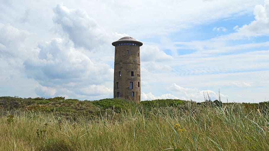domburg, coast, dunes, lighthouse, blue sky, nature, zealand HD wallpaper