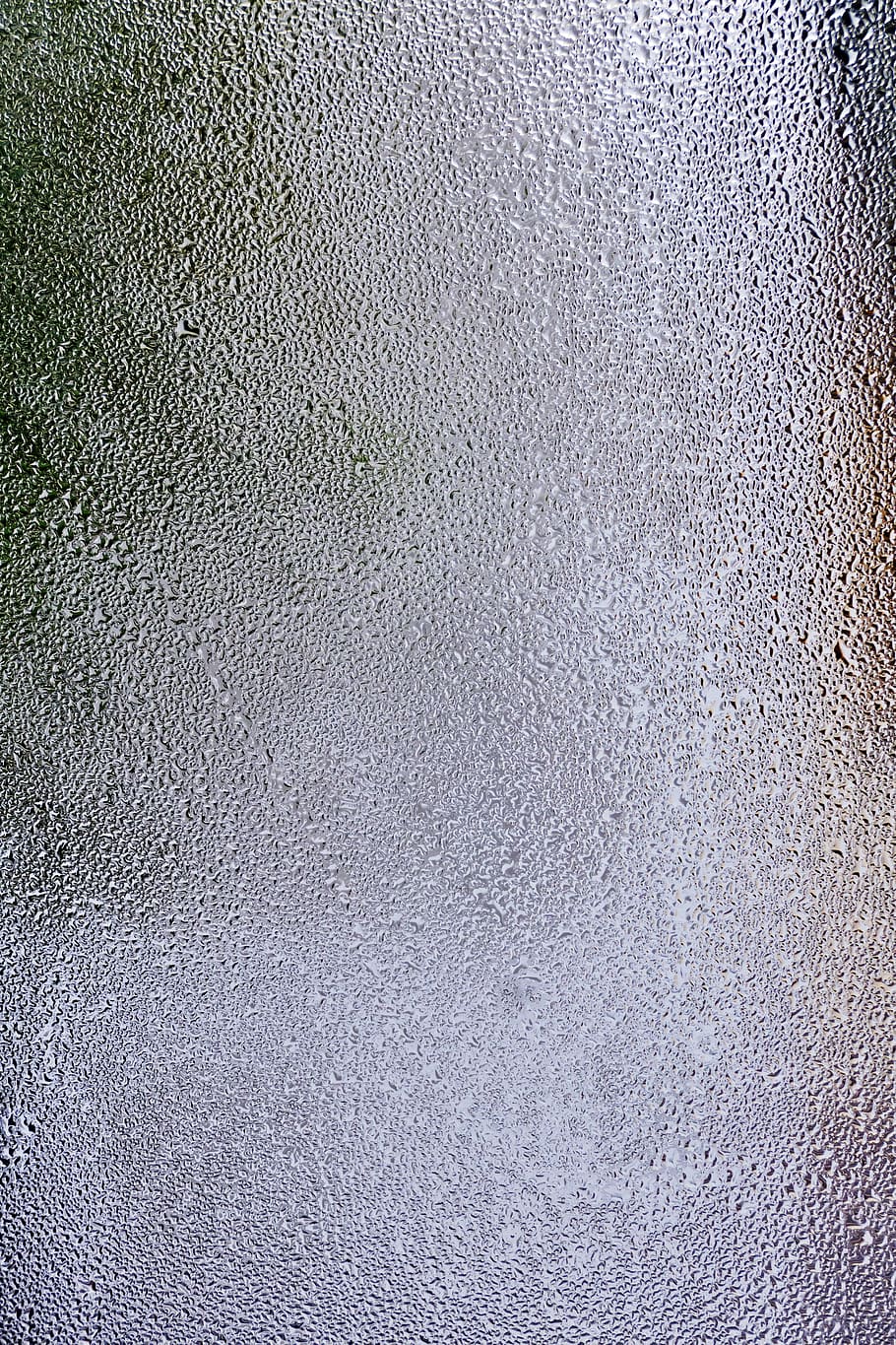 gray textile, glass, drop of water, fogging, disc, water vapor