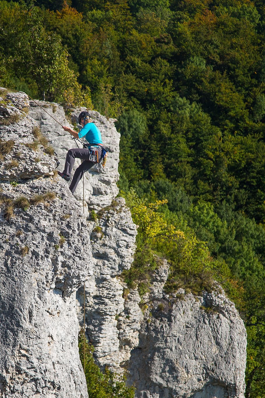 climb, climber, rock, abseil, bergsport, climbing rope, climbing wall, HD wallpaper